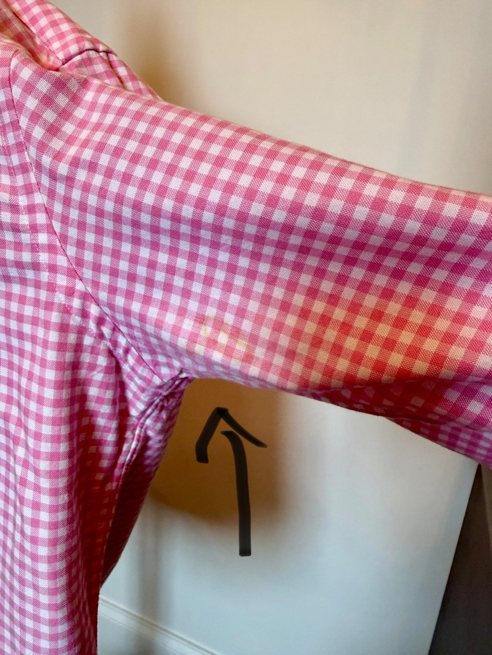 GUC Ralph Lauren Pink Gingham Button-Down Shirt Men's MEDIUM (small stain) - Picture 5 of 7